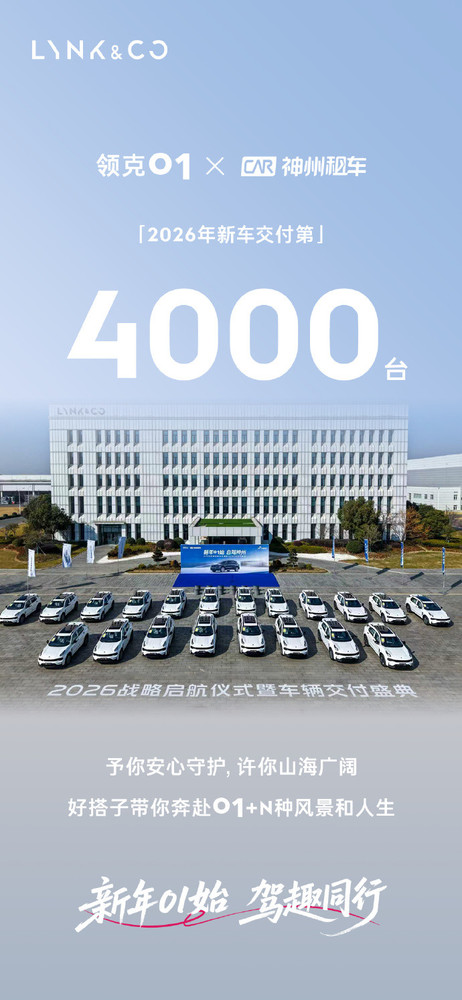 合作升级！领克01新年首批1000台新车交付神州租车