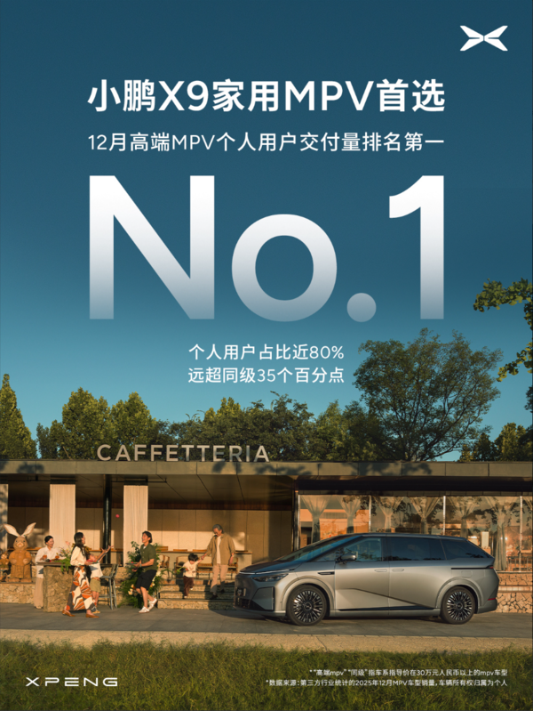 内地与香港双冠 小鹏X9获12月交付及香港季度销量第一 内地与香港双冠 小鹏X9获12月交付及香港季度销量第一