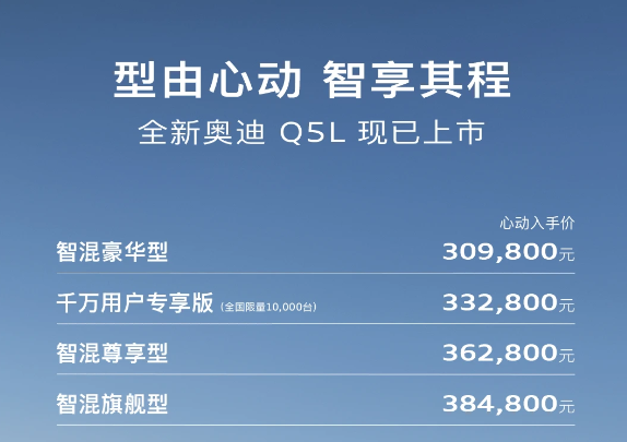 全新奥迪Q5L上市 搭载华为乾崑智驾系统 30.98万起售