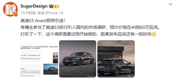 奥迪S5 Avant被曝将引进国内！正进行市场调研 40万起？