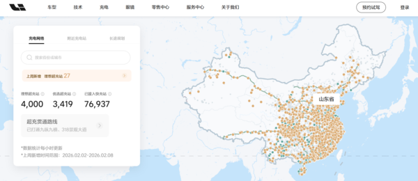 理想汽车第4000座超充站正式落地 &ldquo;九纵九横&rdquo;贯通全国