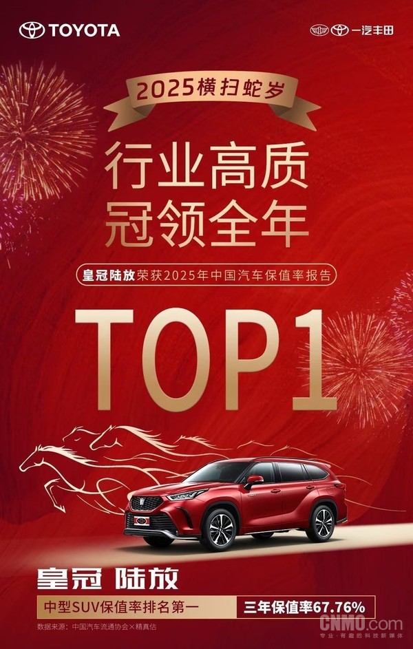 双冠加冕！皇冠陆放、卡罗拉锐放领跑保值率榜单