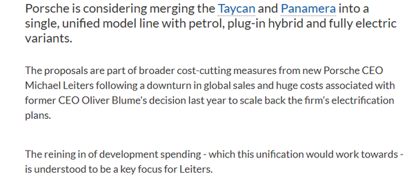 曝保时捷正考虑合并Taycan与Panamera 提供三种动力 曝保时捷正考虑合并Taycan与Panamera 提供三种动力