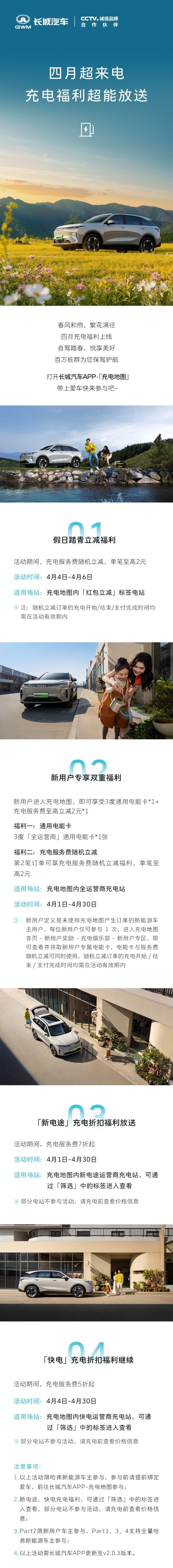 哈弗SUV充电地图福利上线 假期踏青服务费至高立减2元 哈弗SUV充电地图福利上线 假期踏青服务费至高立减2元