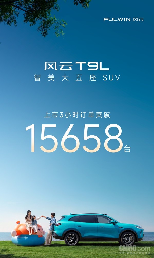 奇瑞风云T9L上市3小时订单突破15658台 12.99万元起 奇瑞风云T9L上市3小时订单突破15658台 12.99万元起