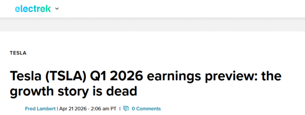 曝特斯拉明日发布第一季度财务业绩 预计营收约223亿美元