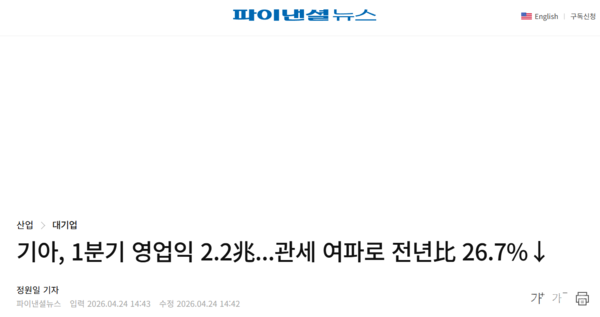 起亚汽车一季度营业利润同比下降26.7% 营收创季度新高