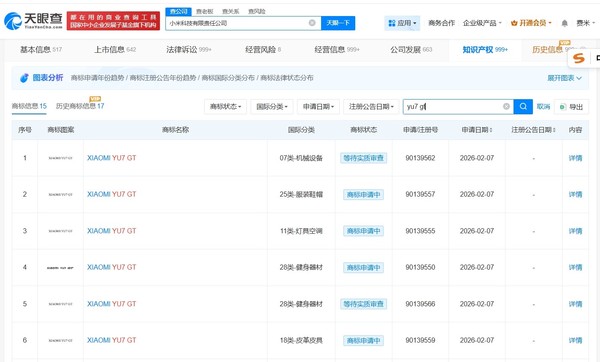 小米申请注册多款新车关联商标 今年或将发布四款新车