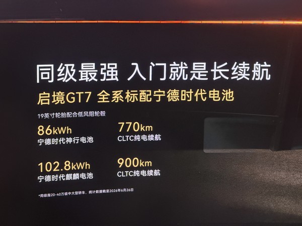 启镜GT7上市20.99万元起 全系标配华为乾崑智驾