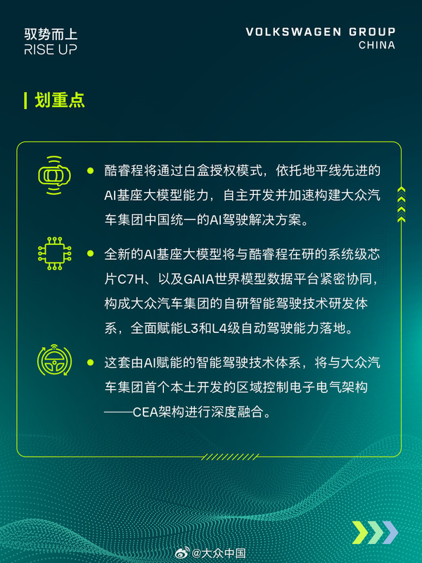 大众中国与地平线深化AI合作:加速L3/L4全栈自研 大众中国与地平线深化AI合作:加速L3/L4全栈自研