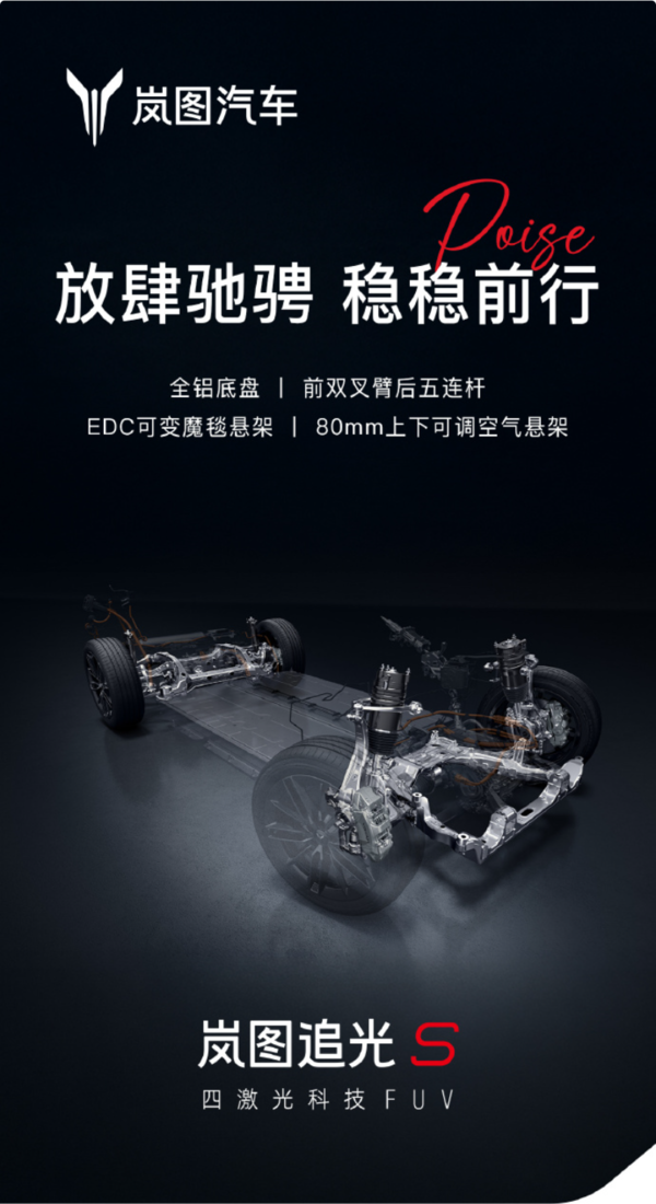 岚图追光S展车陆续到店：全铝底盘+智能魔毯空气悬架