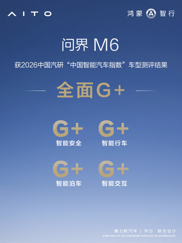 问界M6获中汽研IVISTA测评全面G+ 搭载华为乾崑智驾ADS