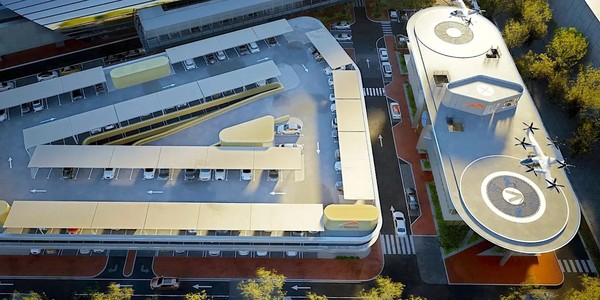 全球首个专用商业电动垂直起降(eVTOL)机场效果图 迪拜VDX获全球首个商业垂直起降机场认证 两个起降坪