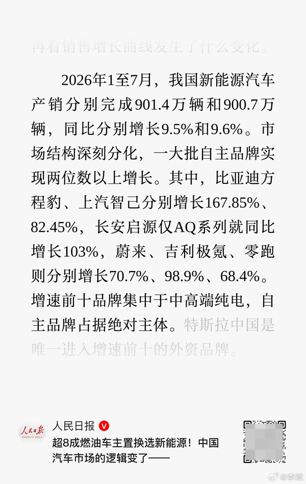 蔚来创始人李斌总结《人民日报》头版文章四大重点 蔚来创始人李斌总结《人民日报》头版文章四大重点