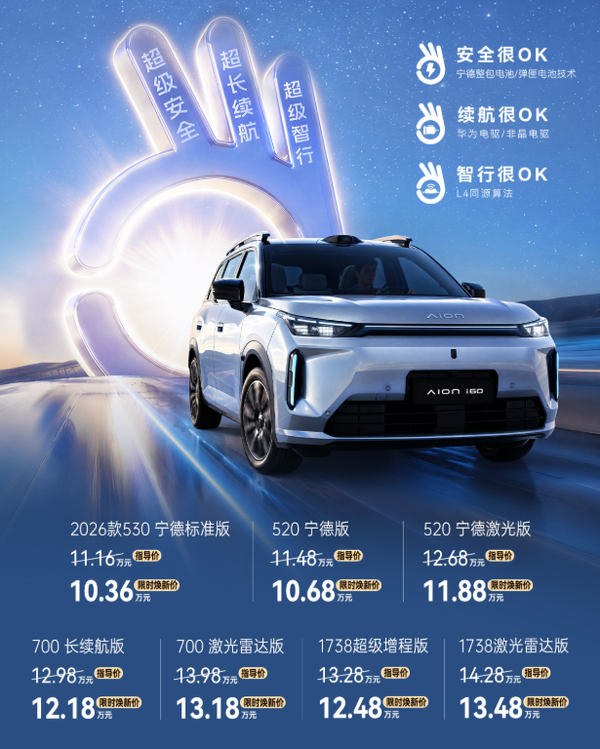 2027款埃安i60 2027款埃安i60发布 搭载自研非晶合金电驱 10.36万起