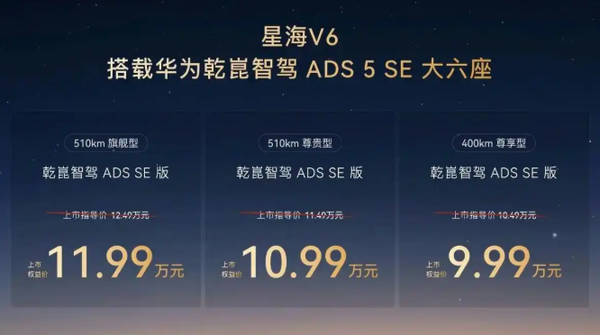 东风星海V6乾崑智驾ADS SE版上市,权益价9.99万元起 东风星海V6乾崑智驾ADS SE版上市,权益价9.99万元起