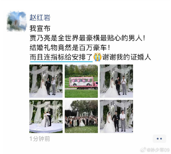 图源网络 贾乃亮证婚经纪人婚礼 送上百万级尊界V800作贺礼