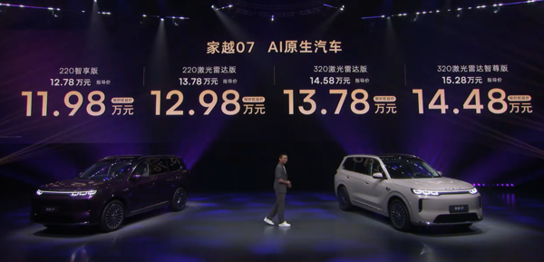 限时价11.98万元起!荣威家越07上市 标配城市NOA 限时价11.98万元起!荣威家越07上市 标配城市NOA